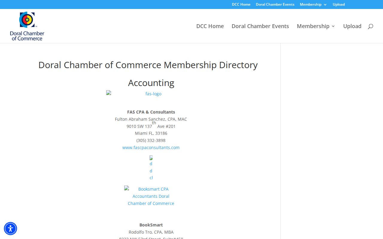 Doral Chamber public business directory used for community contact research